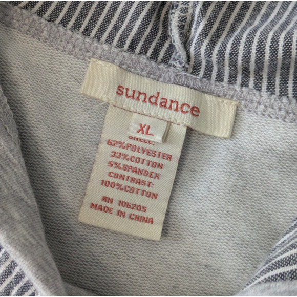 Sundance Catalog Gray Layered Pullover Hoodie Sweatshirt Tunic Size XL Striped - Picture 3 of 9